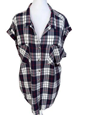 Jachs Girlfriend Women's XL Plaid Sleeveless Button Down Shirt
